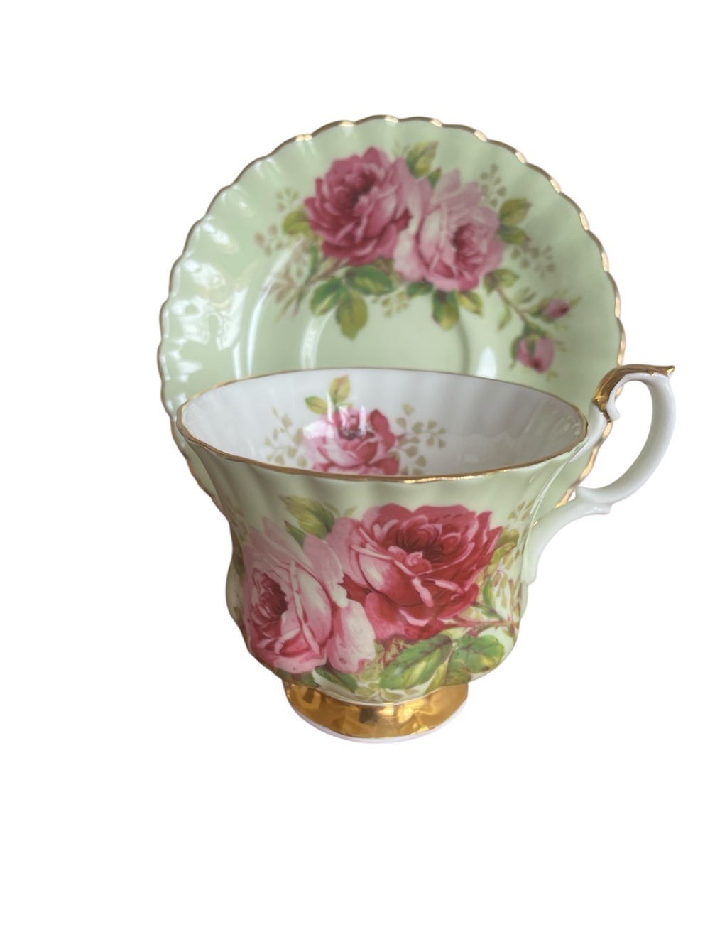 Royal Albert Green American Beauty Bone China Teacup and Saucer